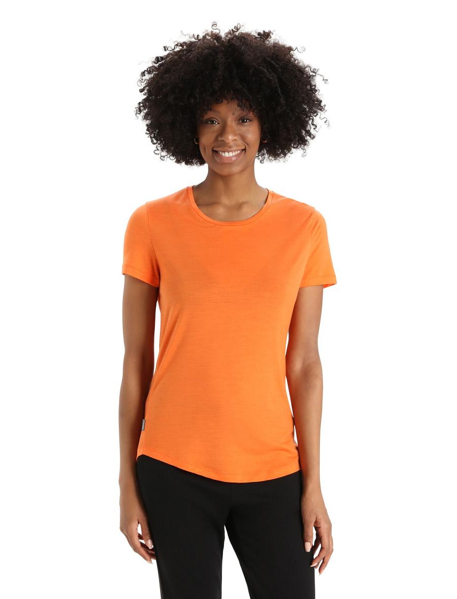 T Shirts Icebreaker Merino Sphere II Corta Sleeve Femme Orange | FR 1566PJJQ